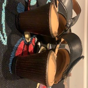 B.O.C Wedge Clog Sandals - Black Leather Top